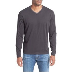 Robert Barakett | Adam V-Neck Long Sleeve Shirt in Titanium Gray Size M Medium